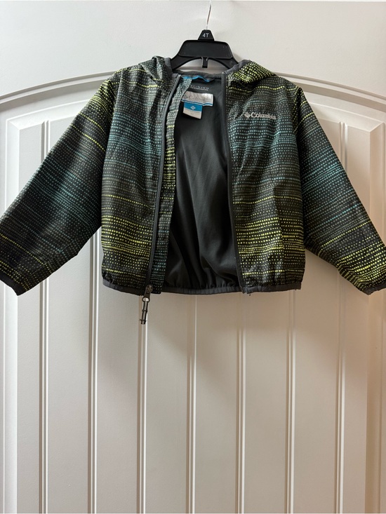 Columbia Other - Columbia Kids Hooded Jacket - Dark Green with Yellow & Teal Dot Print